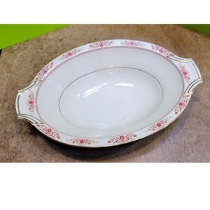 Vintage H&C Coronado Garnet Oval Vegetable Bowls Pink Scroll Gold Trim